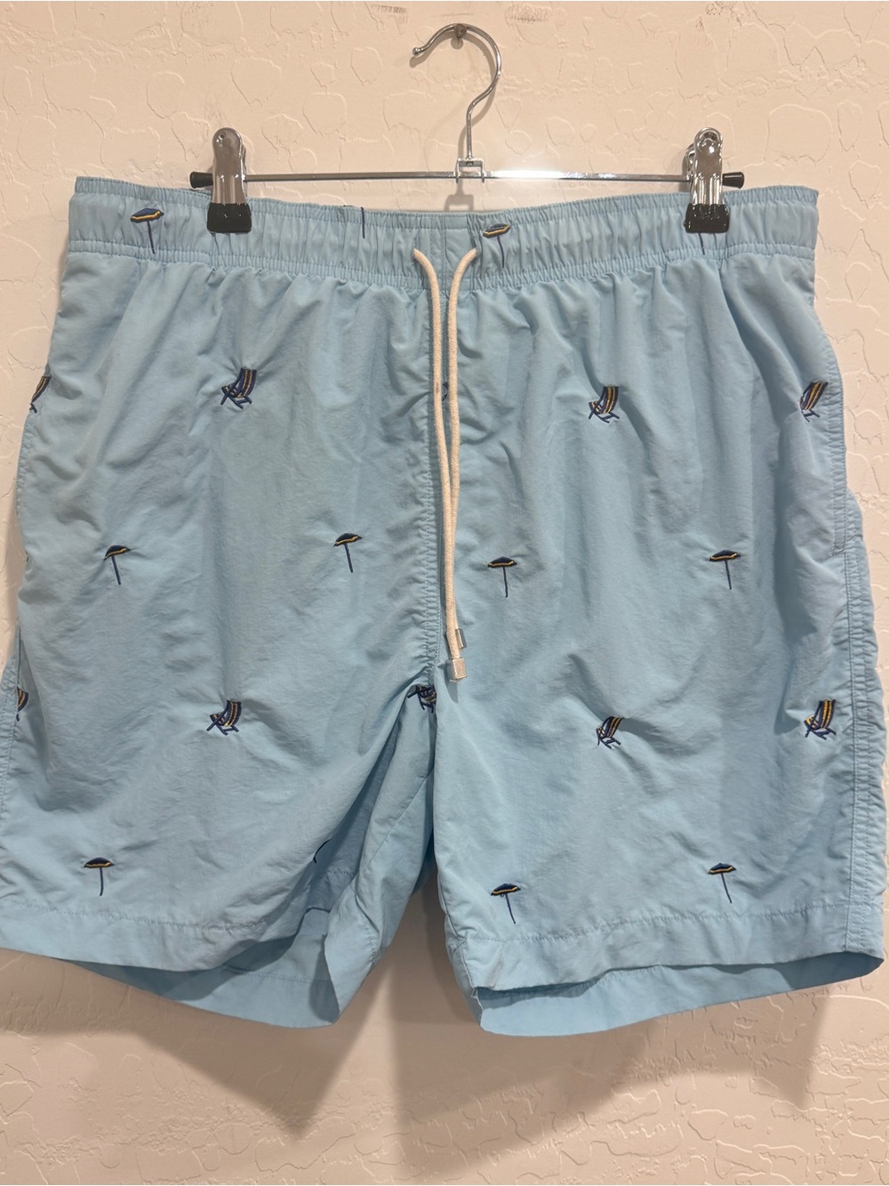 J. McLaughlin Light Blue Embroidered Beach Swim Trunks Mens Medium Resort Beach